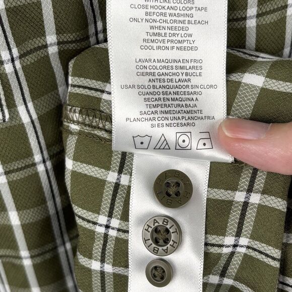 Habit Fisherman Shirt Ivy Green Plaid Long Sleeve Outdoor Vented XL- UPF40 - Picture 6 of 9